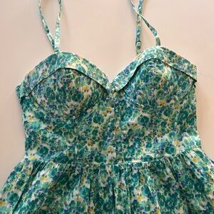 Vintage Jessica Simpson Floral Bustier Mini Dress. 100% Cotton. Size XS. EUC.